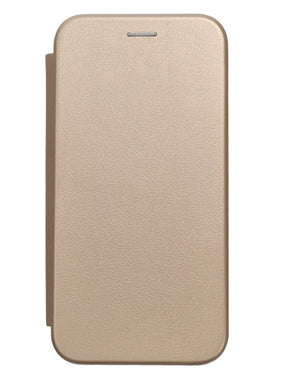 Кожен Калъф за iPhone 15 Plus, Forcell Elegance Book Case, Златист
