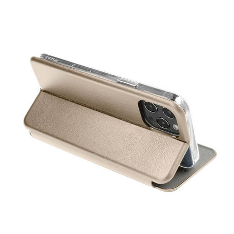 Кожен Калъф за iPhone 15 Plus, Forcell Elegance Book Case, Златист (6)