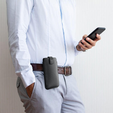 Универсален Калъф-Джоб за Колан, Forcell Carbon Pocket Case 15.5 x 8.5cm, Черен (4)
