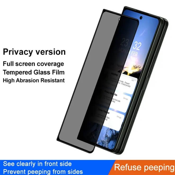 Затъмняващ Протектор за Samsung Z Fold 5, Imak Privacy Anti-Spy Glass, Черен (3)