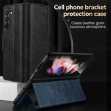 Кожен Калъф с Поставка за Samsung Z Fold 5, Sulada Stand Book Case, Черен (3)
