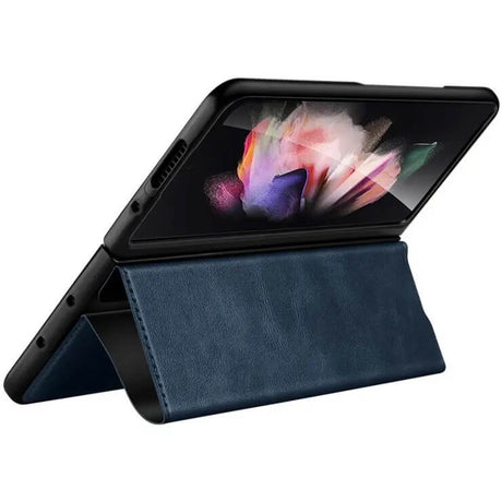 Кожен Калъф с Поставка за Samsung Z Fold 5, Sulada Stand Book Case, Черен (2)