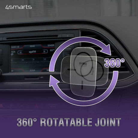 Безжично Зарядно за Кола, 4Smarts Set UltiMag RoadTrip 15W, Черен (4)
