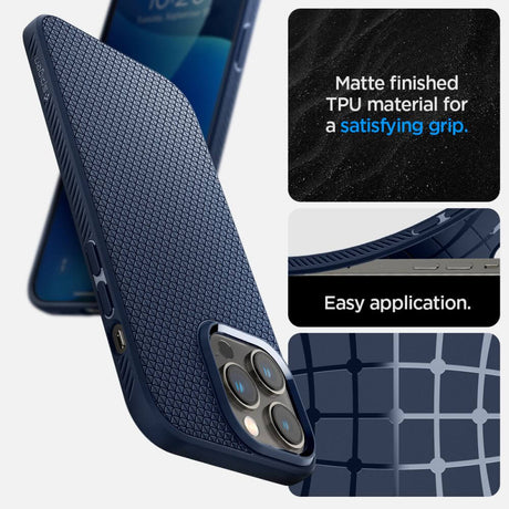 Противоударен Калъф за iPhone 13 Pro, Spigen Liquid Air Case, Син (8)