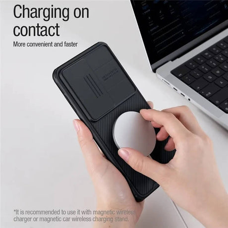 Magsafe калъф с Плъзгач за Камера за Huawei P60 Pro, Nillkin CamShield Case, Черен (4)