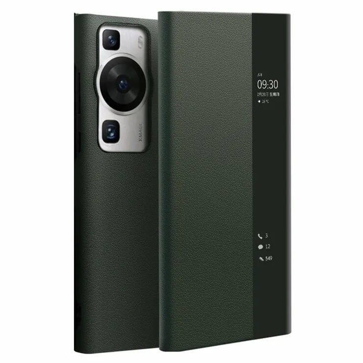 Активен Калъф за Huawei P60 Pro, Qialino Smart Book Case, Зелен