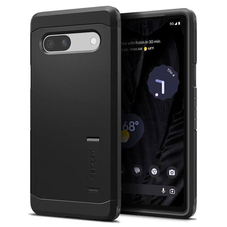 Калъф с Поставка за Google Pixel 7A, Spigen Tough Armor Case, Черен