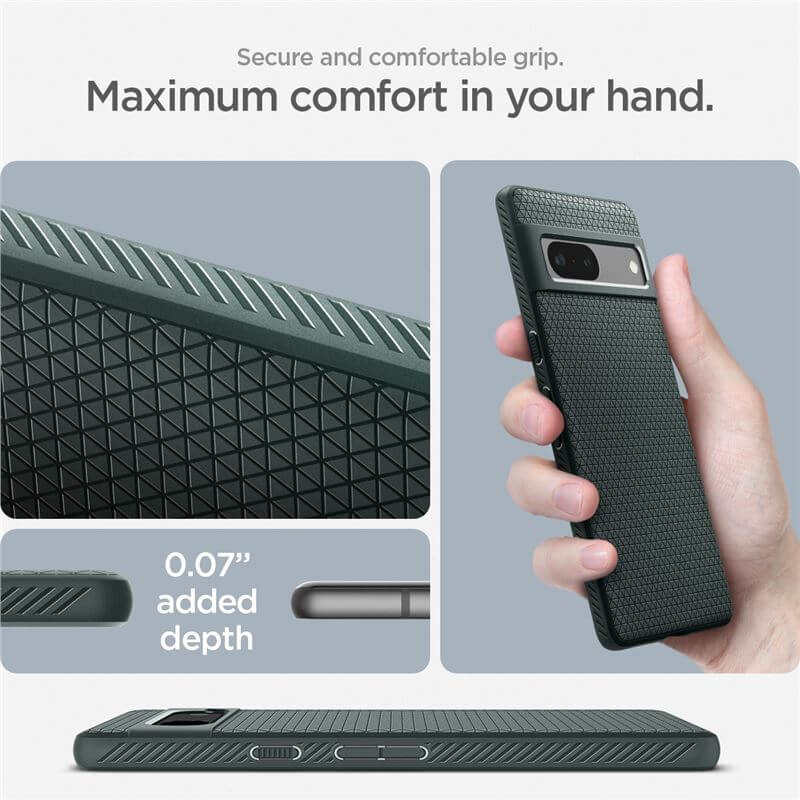 Противоударен Силиконов Калъф за Google Pixel 7A, Spigen Liquid Air Case, Зелен (8)