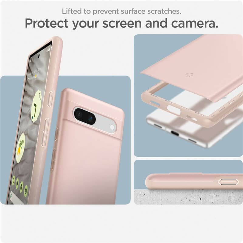 Противоударен Калъф за Google Pixel 7A, Spigen Thin Fit Case, Розов (9)