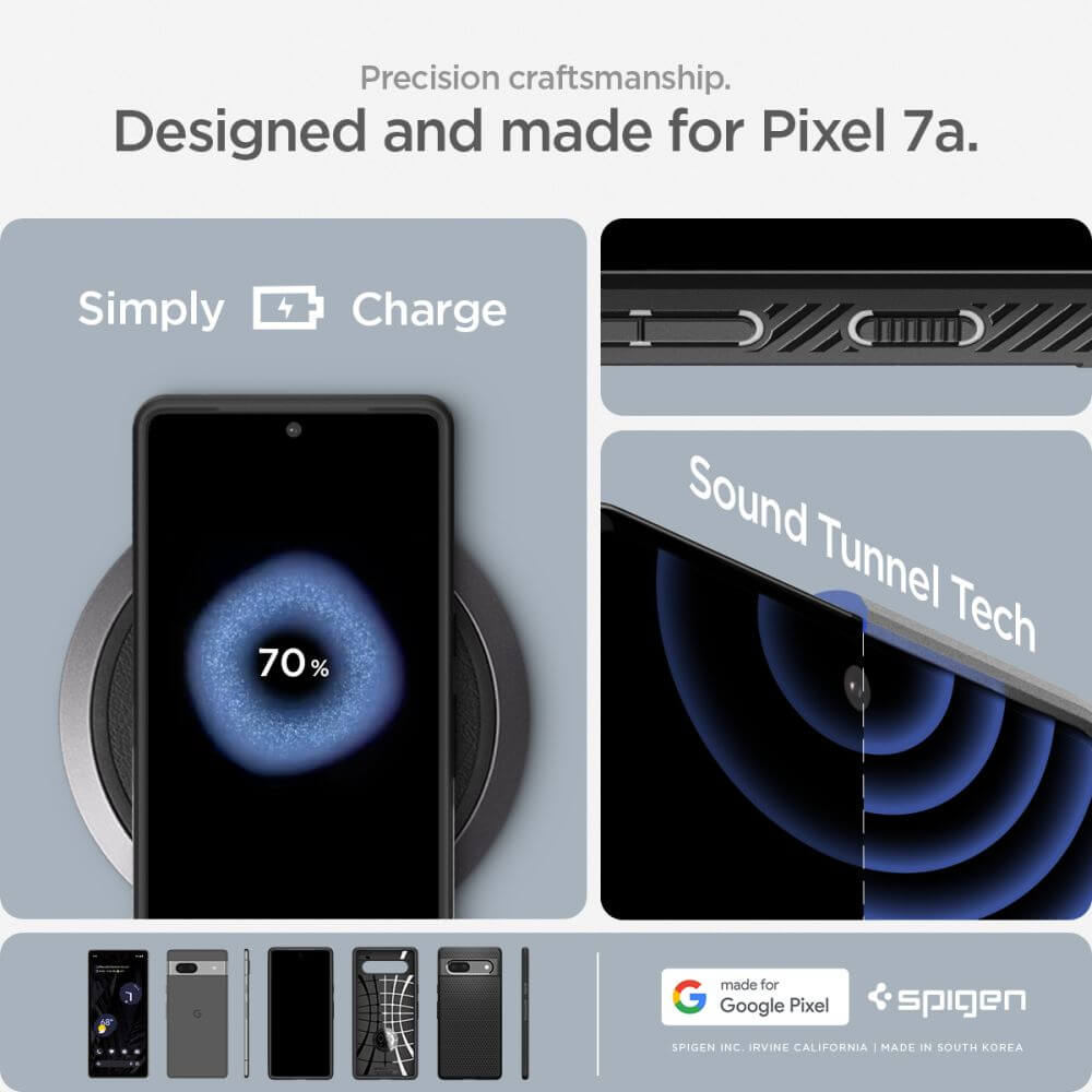 Противоударен Калъф за Google Pixel 7A, Spigen Liquid Air Case, Черен (6)