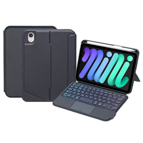 Калъф с Клавиатура за iPad Mini 6/7 2024, Touchpad Keyboard Case, Черен (7)