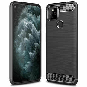 Противоударен Калъф за Google Pixel 4A, Tech-Protect Premium Carbon Case, Черен