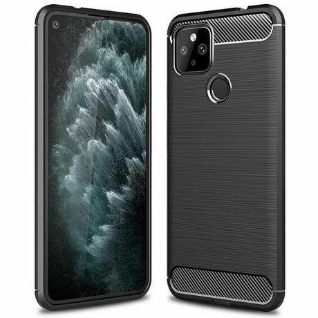 Противоударен Калъф за Google Pixel 4A, Tech-Protect Premium Carbon Case, Черен