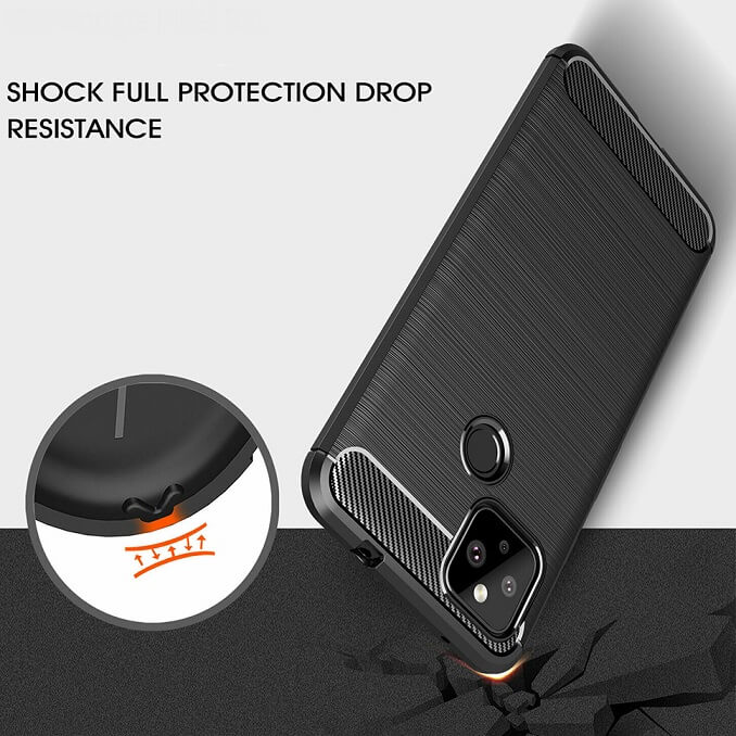 Противоударен Калъф за Google Pixel 4A, Tech-Protect Premium Carbon Case, Черен (3)