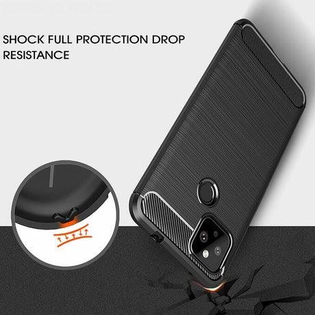 Противоударен Калъф за Google Pixel 4A, Tech-Protect Premium Carbon Case, Черен (3)