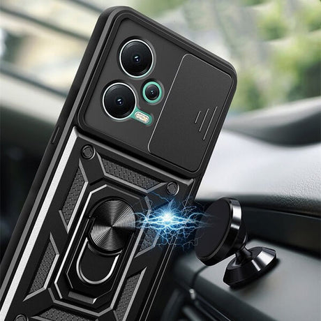 Калъф с Предпазител за Камера и Стойка за Xiaomi Redmi Note 12 5G, Tech-Protect Kickstand Pro Case, Черен (3)