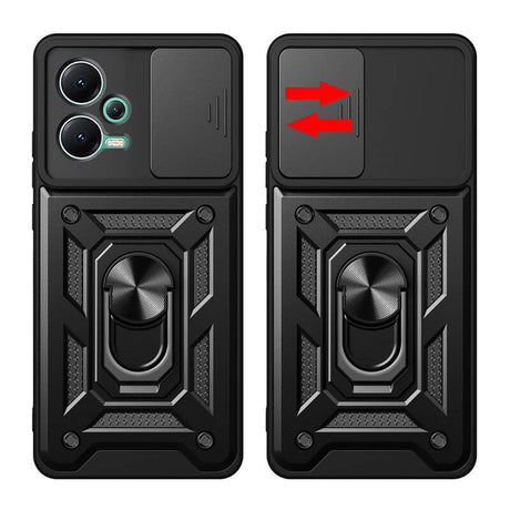 Калъф с Предпазител за Камера и Стойка за Xiaomi Redmi Note 12 Pro 5G, Tech-Protect Kickstand Pro Case, Черен (2)