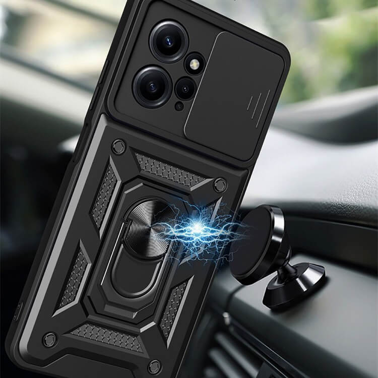 Калъф с Предпазител за Камера и Стойка за Xiaomi Redmi Note 12 4G, Tech-Protect Kickstand Pro Case, Черен (3)