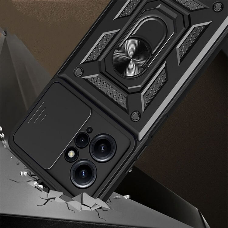 Калъф с Предпазител за Камера и Стойка за Xiaomi Redmi Note 12 4G, Tech-Protect Kickstand Pro Case, Черен (5)