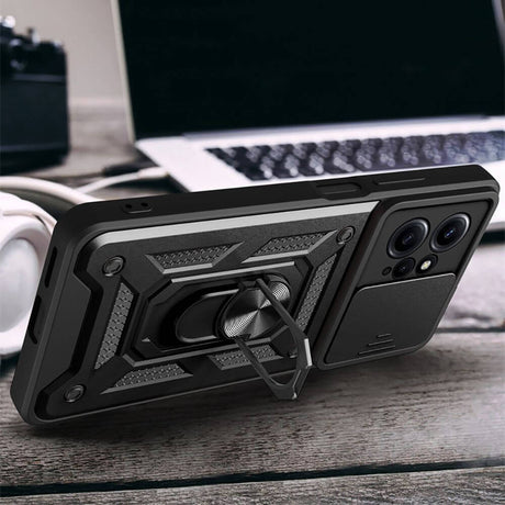 Калъф с Предпазител за Камера и Стойка за Xiaomi Redmi Note 12 4G, Tech-Protect Kickstand Pro Case, Черен (4)