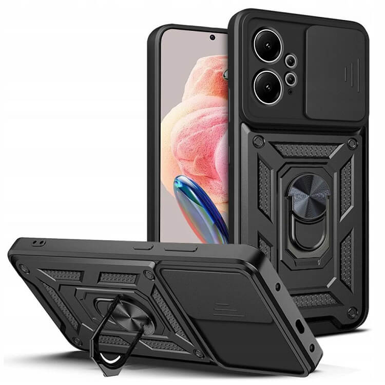 Калъф с Предпазител за Камера и Стойка за Xiaomi Redmi Note 12 4G, Tech-Protect Kickstand Pro Case, Черен