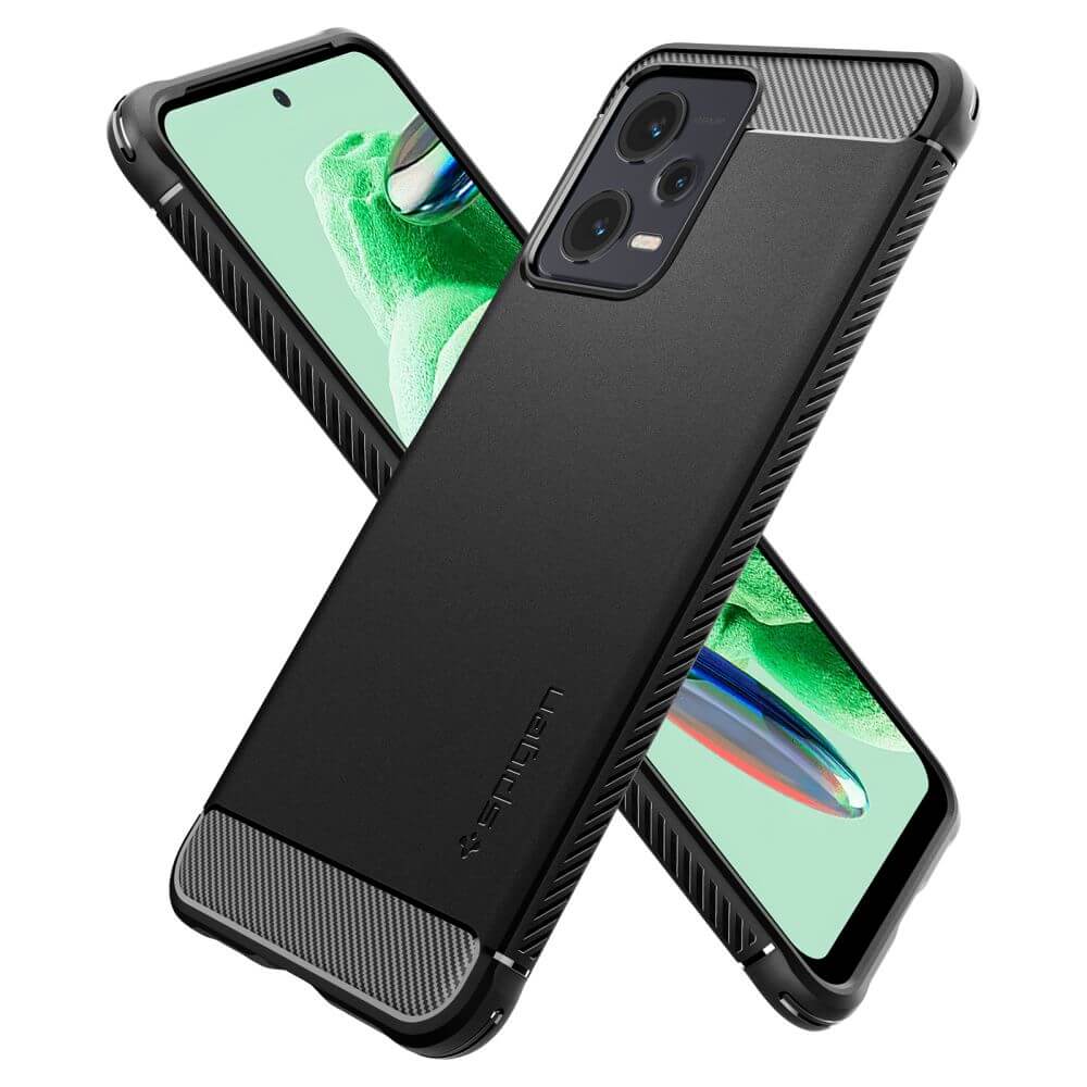 Противоударен Калъф за Xiaomi Redmi Note 12 5G, Spigen Rugged Armor Case, Черен (6)