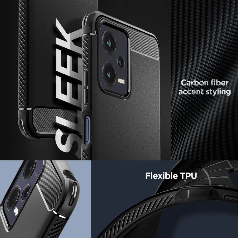 Противоударен Калъф за Xiaomi Redmi Note 12 5G, Spigen Rugged Armor Case, Черен (7)