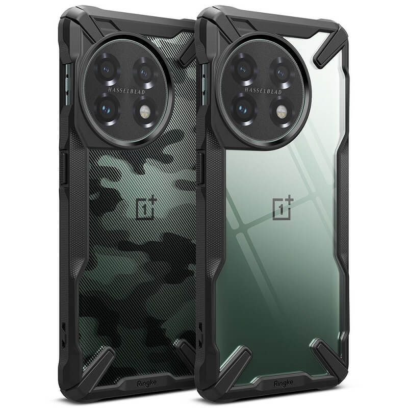 Противоударен Хибриден Калъф за Oneplus 11, Ringke Fusion X Camouflage Case, Черен (4)