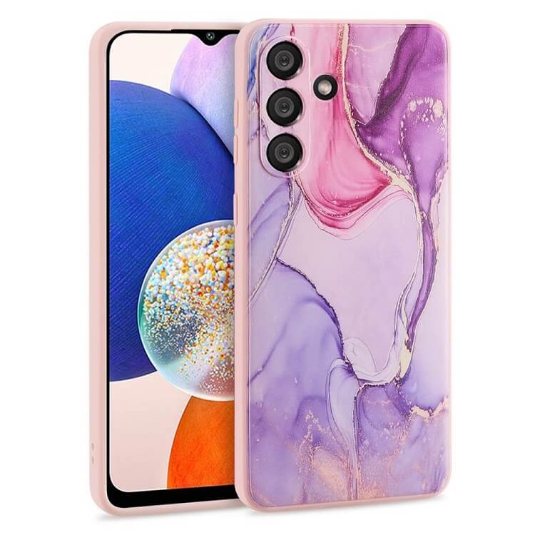 Силиконов Калъф за Samsung A14, Tech-Protect Printing Marble2 Case, Лилав