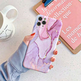Силиконов Калъф за Samsung A14, Tech-Protect Printing Marble2 Case, Лилав (2)