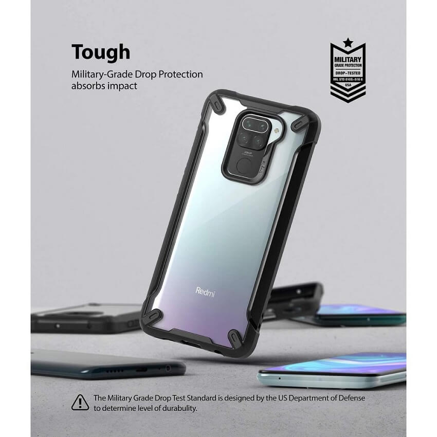 Противоударен Хибриден Калъф за Xiaomi Redmi Note 9, Ringke Fusion X Case, Черен (2)