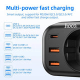 Комбинирано Зарядно с Разклонител, Hoco 3USB+1Bit 220v 20w, Черен (6)