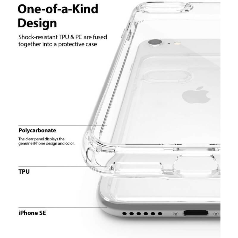 Противоударен Калъф за iPhone SE 2022/2020 8/7, Ringke Fusion Case, Прозрачен (4)
