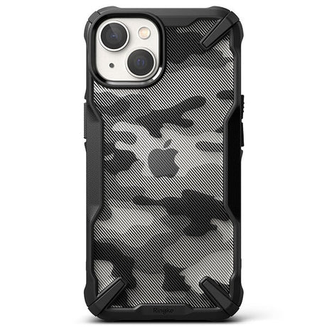 Противоударен Хибриден Калъф за iPhone 14, Ringke Fusion X Camouflage Case, Черен (3)