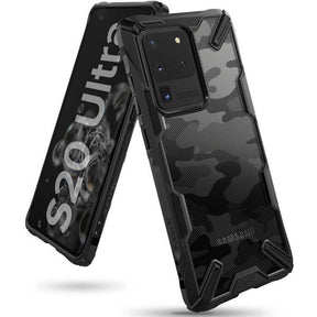 Противоударен Хибриден Калъф за Samsung S20 Ultra, Ringke Fusion X Camo, Черен