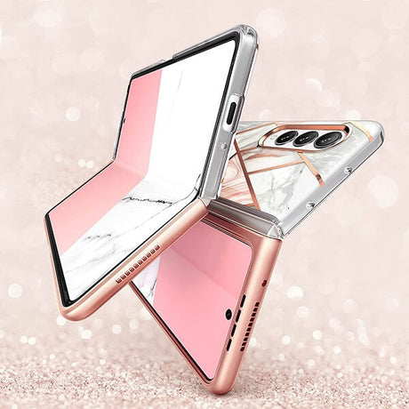 Дамски Калъф за Samsung Z Fold 3, Supcase Iblsn Cosmo Marble, Розов (4)