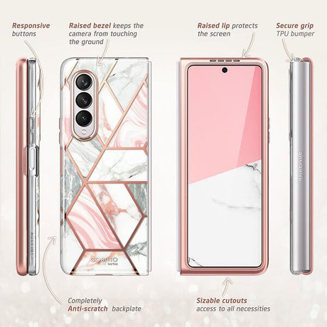 Дамски Калъф за Samsung Z Fold 3, Supcase Iblsn Cosmo Marble, Розов (6)