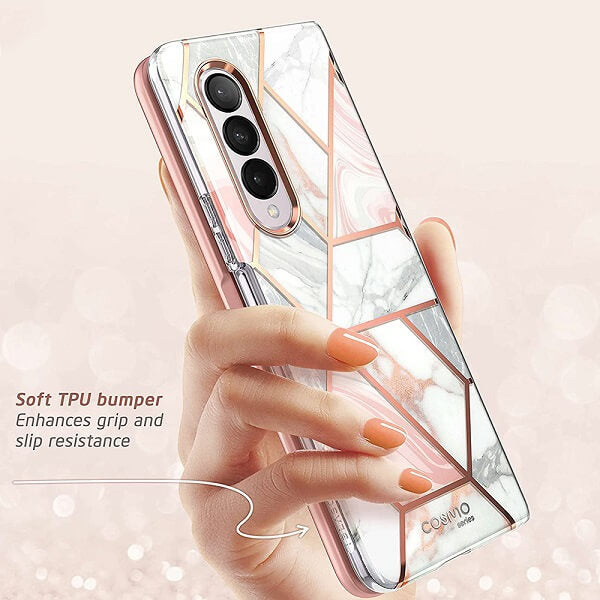 Дамски Калъф за Samsung Z Fold 3, Supcase Iblsn Cosmo Marble, Розов (5)