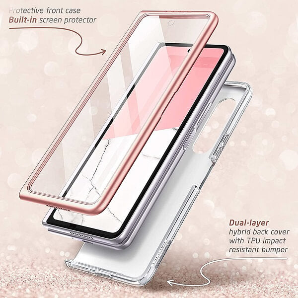 Дамски Калъф за Samsung Z Fold 3, Supcase Iblsn Cosmo Marble, Розов (7)