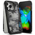 Противоударен Хибриден Калъф за iPhone 14 Pro Max, Ringke Fusion X Camouflage Case, Черен