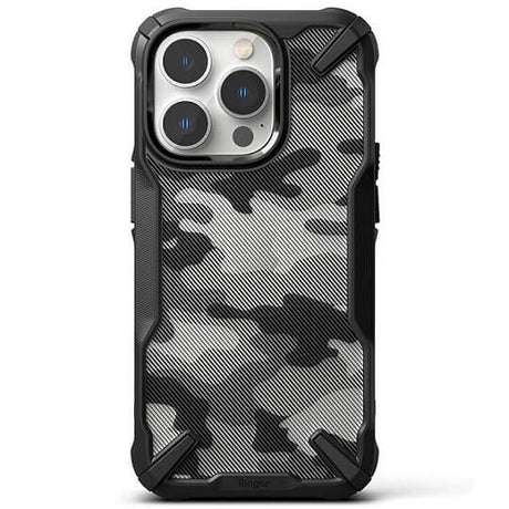Противоударен Хибриден Калъф за iPhone 14 Pro Max, Ringke Fusion X Camouflage Case, Черен (2)
