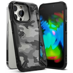Противоударен Хибриден Калъф за iPhone 14 Pro, Ringke Fusion X Camouflage Case, Черен