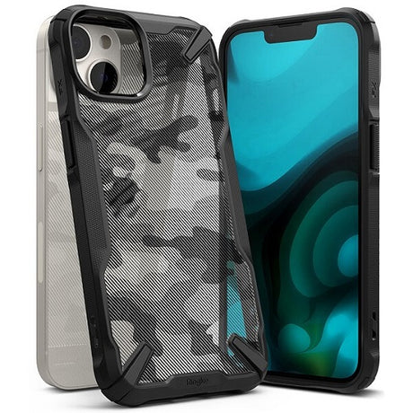 Противоударен Хибриден Калъф за iPhone 14, Ringke Fusion X Camouflage Case, Черен (2)