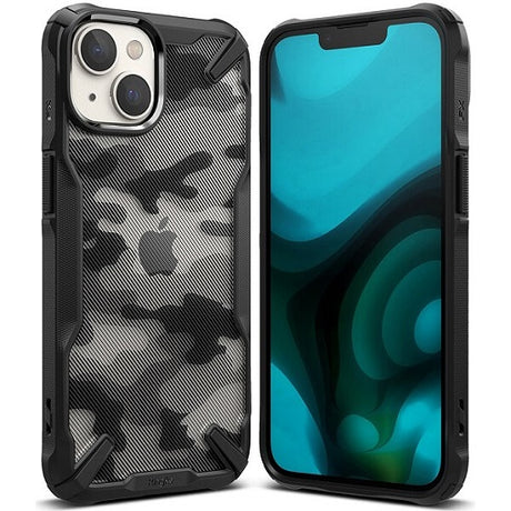Противоударен Хибриден Калъф за iPhone 14, Ringke Fusion X Camouflage Case, Черен