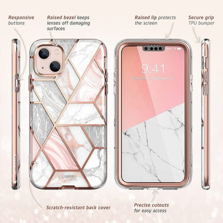Дамски Калъф за iPhone 13 Mini, Supcase Iblsn Cosmo Marble, Розов (2)