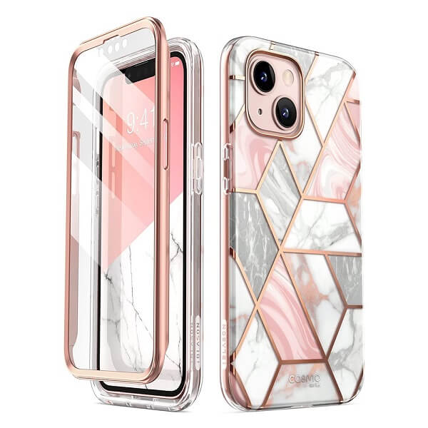 Дамски Калъф за iPhone 13 Mini, Supcase Iblsn Cosmo Marble, Розов