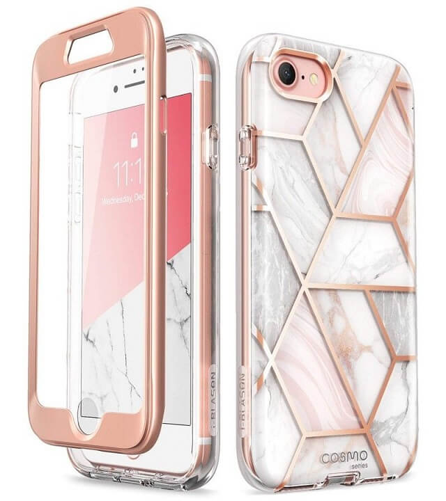 Дамски Калъф за iPhone SE 2022/2020 8/7, Supcase Iblsn Cosmo Marble, Розов