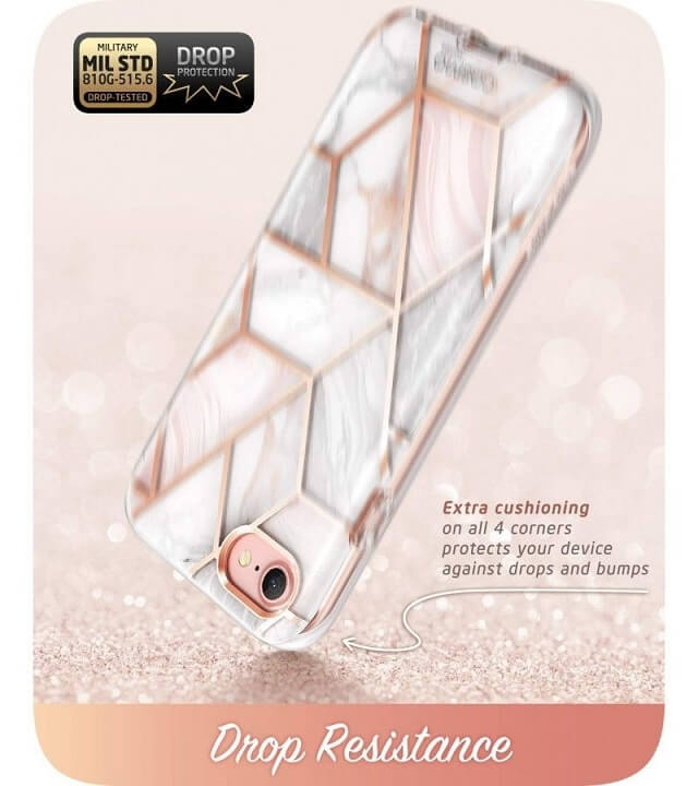Дамски Калъф за iPhone SE 2022/2020 8/7, Supcase Iblsn Cosmo Marble, Розов (4)