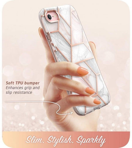 Дамски Калъф за iPhone SE 2022/2020 8/7, Supcase Iblsn Cosmo Marble, Розов (3)