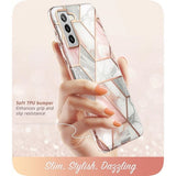 Дамски Калъф за Samsung S21 FE, Supcase Iblsn Cosmo Marble, Розов (2)